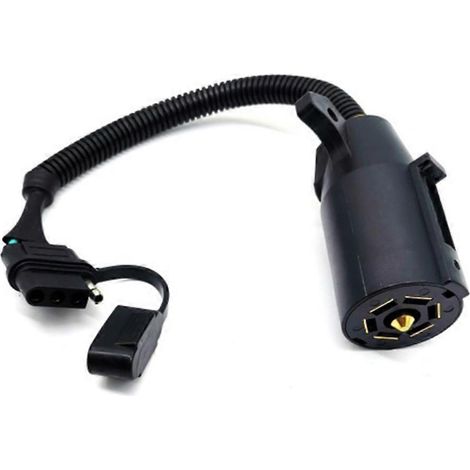 Adaptateur de remorque à 7 broches lame vers 4 broches plate, connecteur de faisceau de câblage de remorque à fonction unique rond vers 4 broches, compatible avec les camions, les camping-cars et les (1/5)