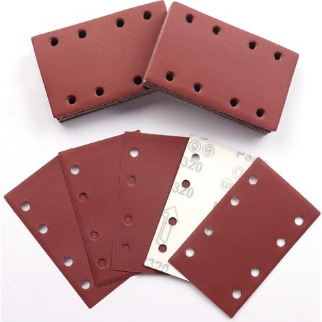 50 Pièces Feuilles Abrasives, 80x133mm Papier a Poncer 320 Grains Papier Abrasif pour Bosch Ponceuse Vibrante Polir et Enlever La Rouille