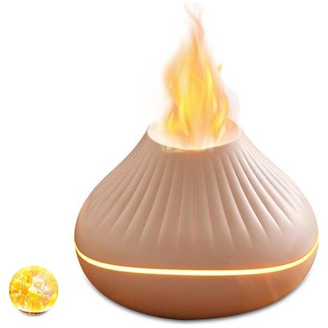Diffuseur à flamme colorée : humidificateur volcanique ultra-silencieux de 160 ml, diffuseur d'huiles essentielles d'aromathérapie à brume fraîche, 7 couleurs de flamme, convient aux chambres et aux b (1/5)