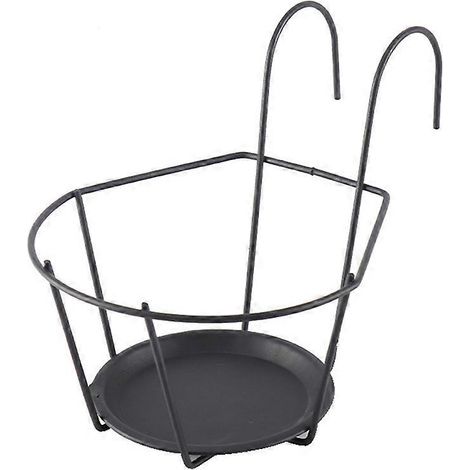 Support suspendu en fer forgé pour pot de fleurs, à fixer sur une rambarde ou une clôture, pour patio ou balcon - petit modèle