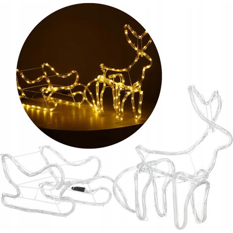 Gran Reno Brillante con Trineo 144 LED Luz Cálida Blanca Decoración Lámparas (1/5)