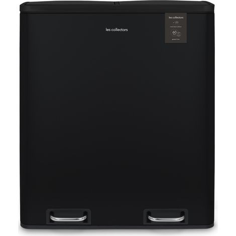 Les Collectors n°910 poubelle de tri pédale 2x30L noir mat (1/5)