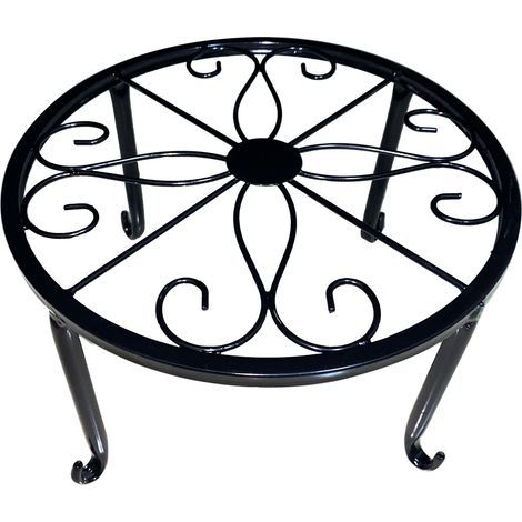 Supporto per piante in vaso, [Set di 1] Portavaso da interno in ferro, resistente alla ruggine, supporto da giardino in metallo resistente da 23 cm - Nero (1/5)