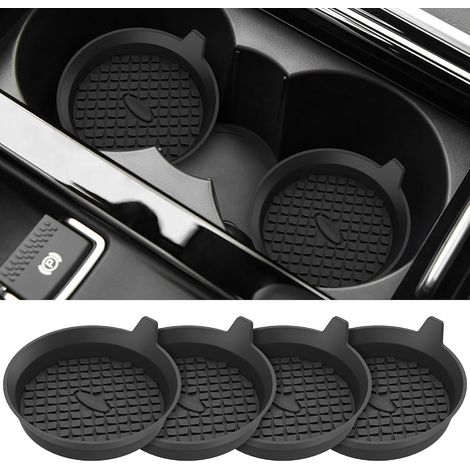 Posavasos para coche, paquete de 4 posavasos universales antideslizantes con decoración integrada, accesorios para el interior del coche (negro) (1/5)