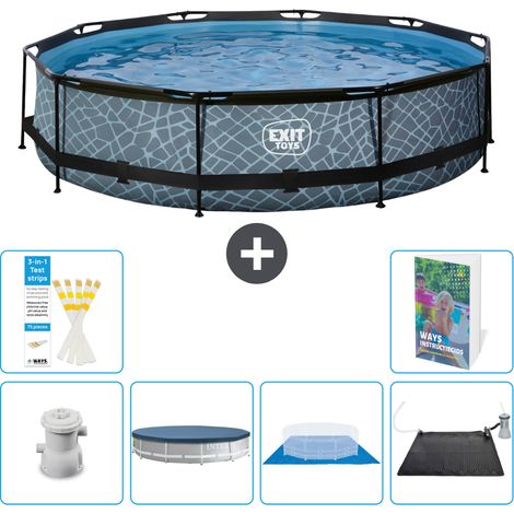 Exit Pool Rund - Steinoptik - 360x76 cm - 7-teilig S214