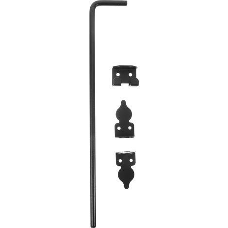 Verrou de Portail Coulissant 45 Cm Noir Pulvérisé, Tige de Verrouillage Renforcée en Acier Épais, Serrure de Porte Française pour Clôtures en Bois et Portes Coulissantes, Barre (1/5)