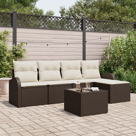 Gartensofa-set Braun Poly-Rattan vidaXL (1/5)