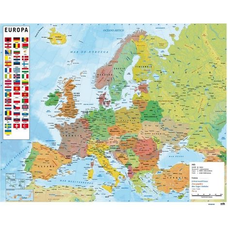 Mini poster carte de l'Europe 40 x 50 cm – Imprimé sur papier brillant 150 g/m² – Décoration murale moderne – Grupo Erik