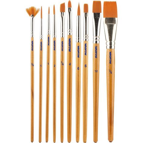 Juego de 10 pinceles de artista con cerdas de nailon y mango de madera (1/5)