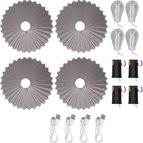 Lot de 4 Lampes de Tente LED USB C Rechargeables avec Crochet de Suspension Portable pour le Camping et la Randonnée-KZQ (1/5)
