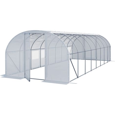Serre tunnel Premium TOOLPORT 3x8m avec porte pivotante, bâche PE 180 g/m² blanc transparent (1/5)