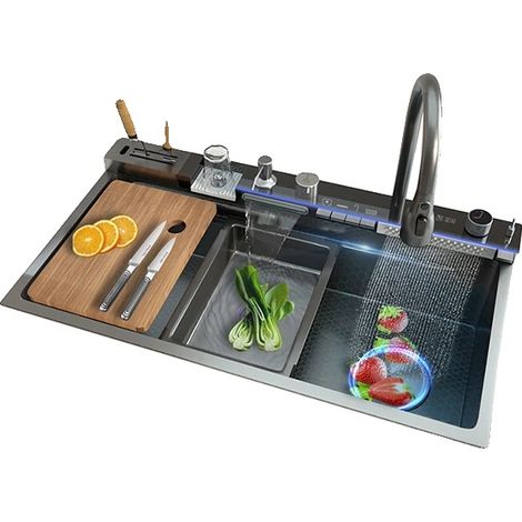 Évier de cuisine, simple cuve, acier inoxydable 304, 8848-Droite-KH-I (1/2)