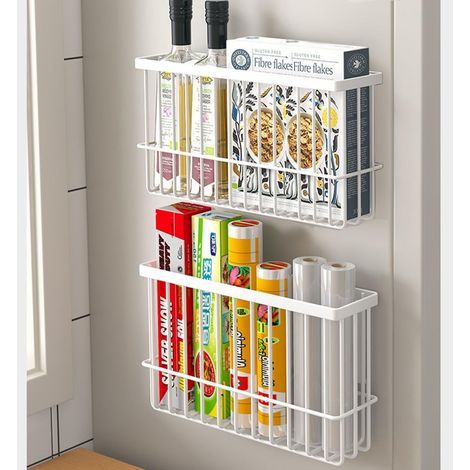 Ensemble de deux boîtes de rangement pour portes de placards de cuisine, boîte de rangement diverse pour placards/salle de bain/réfrigérateur (blanc) (1/5)