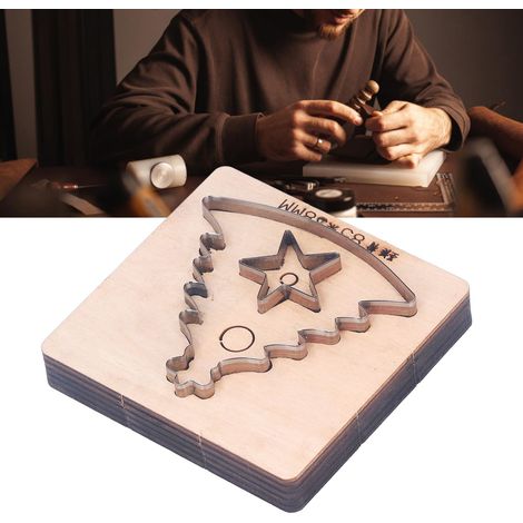 Ensemble de moules à découper le cuir ronds en forme d'étoile de Noël, découpés à la main, avec moule à découper le cuir perforé à la main (1/5)