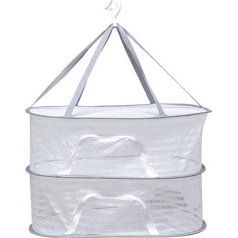 Cette corde à linge suspendue à double couche et fermeture éclair de 60 x 40 cm peut être utilisée pour suspendre et sécher des herbes, des plantes (1/5)