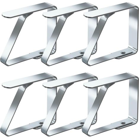 Pinces à Nappe Ensemble de 6 Acier Inoxydable Nappe Clips Anti-Glissant, Convient à Tables de 2,5 à 4 cm d'épaisseur (5,5 cm x 6 Pièces) (1/5)