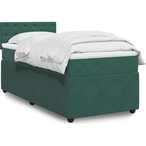 Giroletto a Molle con Materasso Verde Scuro 90x190 cm Velluto vidaXL (1/5)