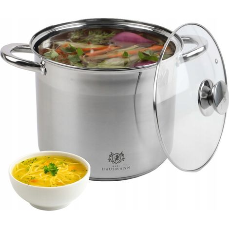 Grande pentola in acciaio inox per uso professionale, robusta, alta 7,2 litri + coperchio (1/5)