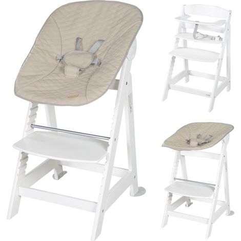 Chaise haute évolutive ''Born Up'' Set 2in1, Greyish matelassé avec fonction pliante (1/5)