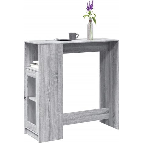 vidaXL Bar Table with Racks Grey Sonoma 101x40x103,5 cm Engineered Wood (1/6)