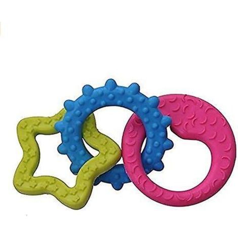 Un ensemble de jouets à mâcher pour chiots en forme d'os, fabriqués en matériau TPR, représentant le soleil, la lune et les étoiles, pour la poussée des dents et le renforcement de la force de la mâch (1/4)