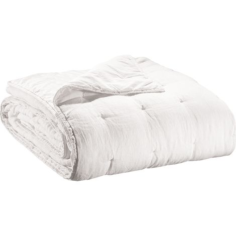 VIVARAISE - Jeté de lit Zeff en lin et coton - 180 x 260 cm - Blanc