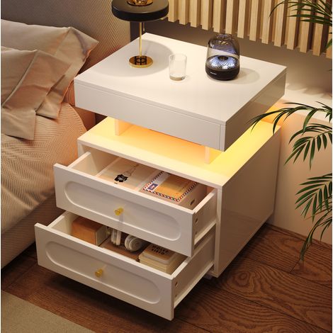 Mueble cajones con LED y tres tonos blanco OKMYHOME (1/5)