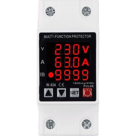 Relais de protection de tension 3 en 1 réglable, support de rail Din, 63 A 230 V, audessus et sous tension (1/5)