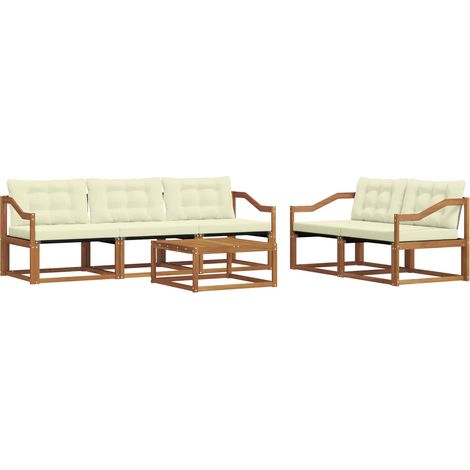 vidaXL Outdoor Sofa Set with Cushion 6 pcs Natural and Cream (1/4)