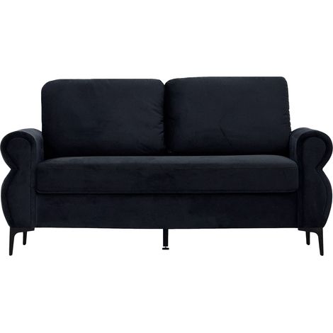 Sofá compacto de 2 plazas negro 173,5 cm con estructura de metal y madera MODENUIT (1/5)