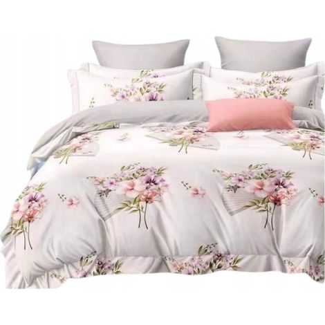 Parure de lit en satin Parylux 3.8 « Porcelain flora », housse de couette 160x200cm (1/2)