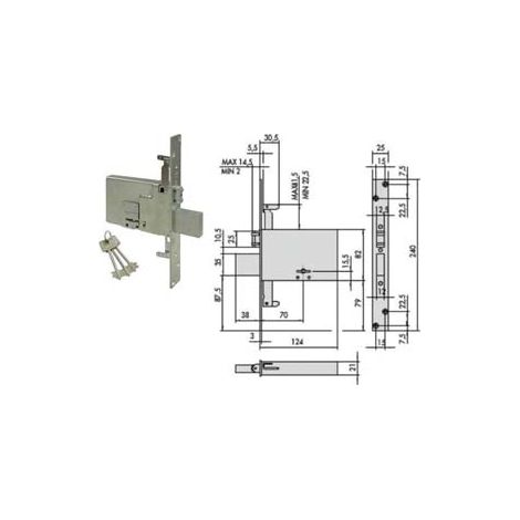 SERRATURA TRIPL. INFIL. FASCE DOPPIA MAPPA RULLO MM.82 H 57325- - mm.70 (57325730) - 1 pezzi CISA
