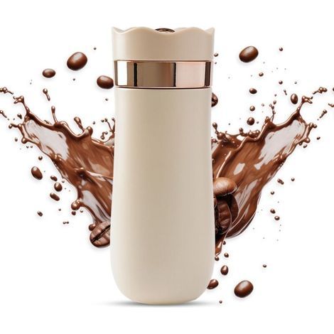Cafetière à Piston avec Filtres Brassage Thermique Double Paroi Isolée Cafetière French Press et Thermos en Portable Cafetiere a Piston pour le camping et les voyages (Blanc laiteux) (1/4)