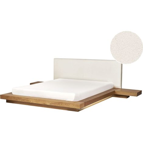 Bed with LED Boucle ZEN 160 x 200 cm (EU King Size) LED Natural Ash Wood (1/5)