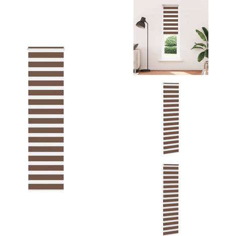 Store zèbre marron 55x200 cm largeur du tissu 50,9 cm polyester - Store Zébré - Stores Zébrés - Store À Enrouleur Zébré - Double Store À Enrouleur (1/5)