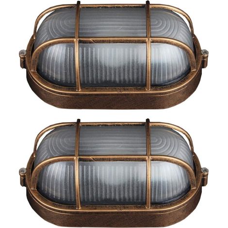 SABIR (2 pack) Applique D'extérieur, Lampe Ovale En Aluminium Moulé Sous Pression Applique, Murale Marine Nautique Lumière Vintage Industrielle[Classe énergétique A] (1/5)