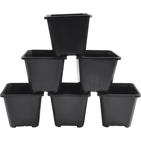Pots carrés en plastique noir pour la culture et plantation d'herbes aromatiques (1/5)