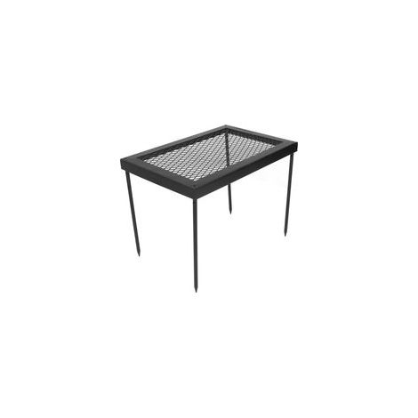Table de barbecue extérieure en fer forgé, plaque de cuisson pliante quadruple pour camping et pique-nique, rangement pour ustensiles de cuisine (1/5)