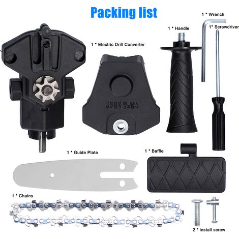 GARRYFIZH Perceuse électrique de 10 cm transformée en kit d'outils pour tronçonneuse, accessoires pour tronçonneuse, kit de modification pratique pour la découpe du bois.