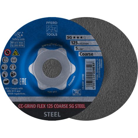 PFERD TOOLS CC-GRIND FLEX Schleifscheibe 125x22,23 mm COARSE Leistungslinie SG STEEL für Stahl 10 Stk (1/4)
