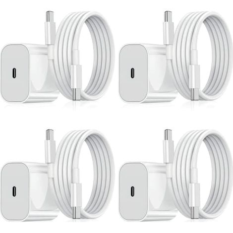 Lot de 4 chargeurs pour Samsung : chargeur rapide, adaptateur et câble 25 W, blanc, taille unique. (1/2)
