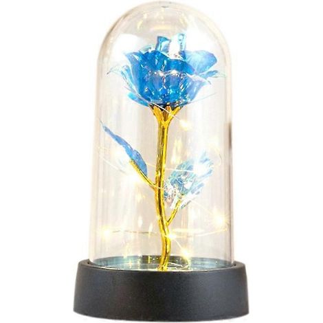 Valentinstags-Rosengeschenk für Sie – Galaxie-Schmetterlingsrose unter Glaskuppel mit blauer LED-Beleuchtung (1/5)
