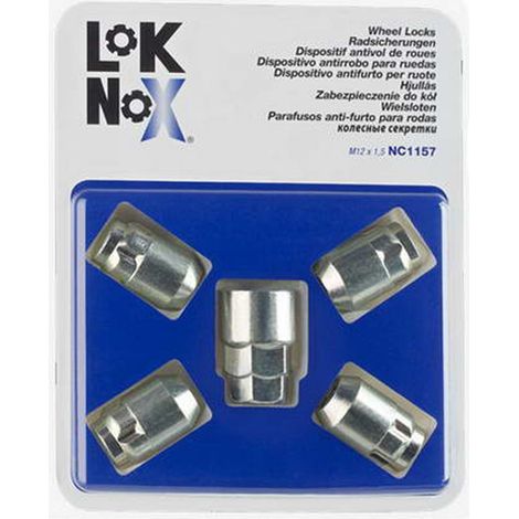 Lot de 4 écrous antivol LoKNoX M12x1.5 – Traitement anticorrosion – Clé spéciale fournie – Longueur 32.5mm – Ø19/21mm – Lampa