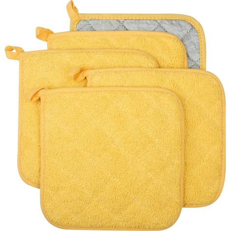 Maniques de cuisine 100 % coton éponge, résistantes à la chaleur, pour un usage quotidien en cuisine et en pâtisserie, lot de 5, (1/5)