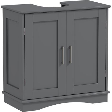 COSTWAY 60 cm Pedestal Sink Bathroom Vanity Cabinet Under Sink Cabinet-Grey (1/5)