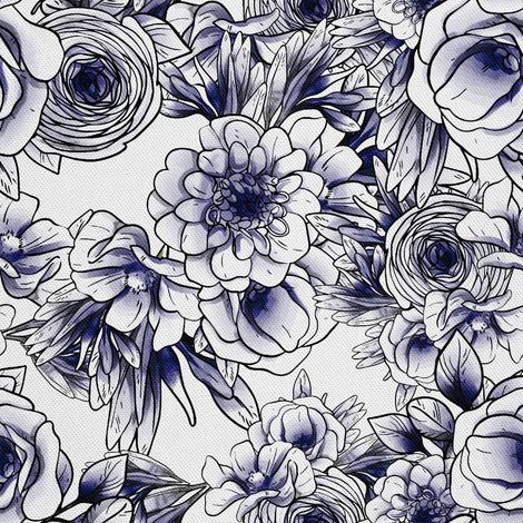 Telas decorativas para exteriores Oxford - Motivo: Flores dibujadas (1/5)