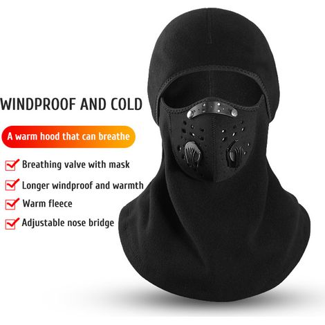 Cagoule de ski avec filtre amovible et aérations respirantes pour hommes et femmes, coupe-vent, doublée polaire, idéale pour le ski et le cyclisme en hiver. (1/5)