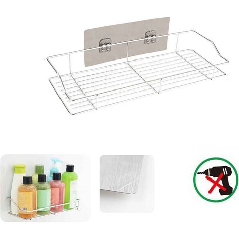 MENSOLA DA PARETE ADESIVA SCAFFALE ORGANIZER PORTAOGGETTI BAGNO CUCINA 03487 (1/2)