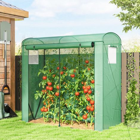 Serre de jardin avec fenêtres en filet et porte enroulable, serre tunnel en acier vert 200x75x188 cm (1/5)
