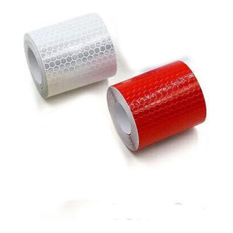 Autocollants réfléchissants - 5 cm x 3 m - Rouge, blanc - Autocollants de sécurité universels - Lot de 2 - Bande réfléchissante - Ruban adhésif (1/5)